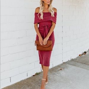 Vici magenta off the shoulder dress